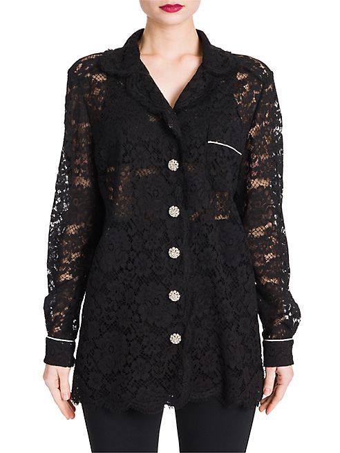 Dolce & Gabbana - Jewel-Button Lace Pajama Blouse