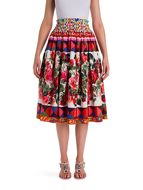 Dolce & Gabbana - Poplin Printed Full Skirt