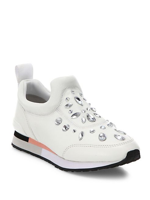 Tory Burch - Laney Crystal-Embellished Leather Sneakers