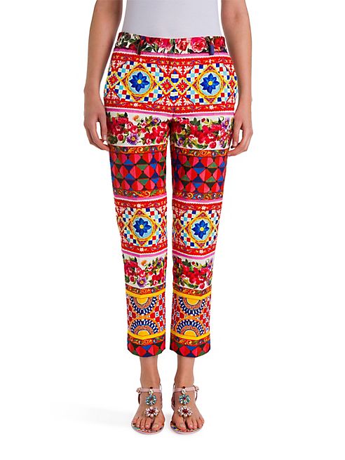 Dolce & Gabbana - Printed Stretch Wool & Silk Pants