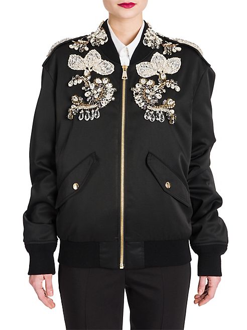 Dolce & Gabbana - Jewel-Embellished Satin Bomber Jacket