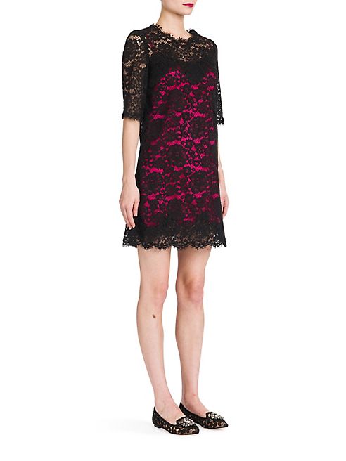 Dolce & Gabbana - Vibrant Contrast-Lining Lace Dress