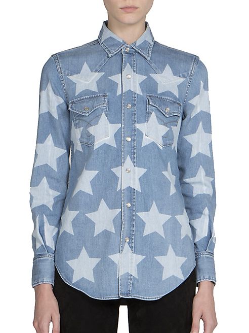 Saint Laurent - Bleached Stars Denim Western Shirt