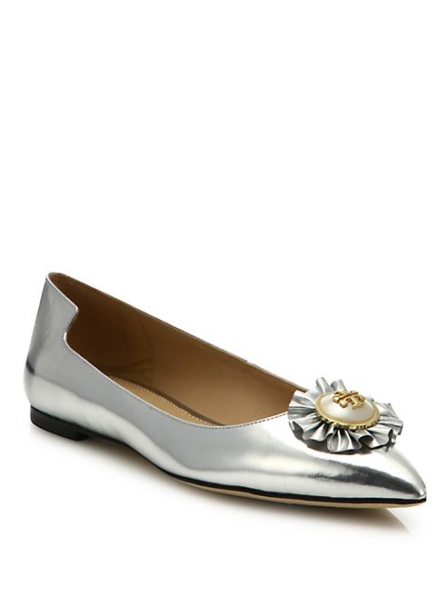 Tory Burch - Melody Metallic Leather Point Toe Flats