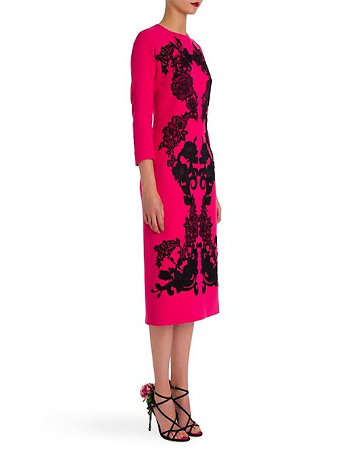 Dolce & Gabbana - Lace Appliqué Wool Crepe Dress