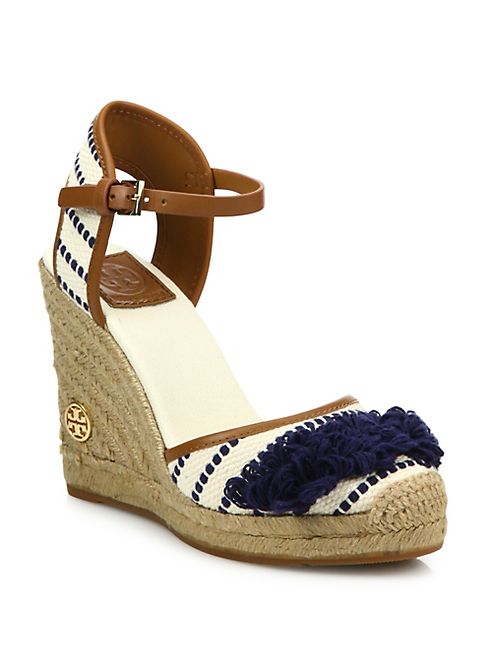 Tory Burch - Shaw Striped Wedge Espadrilles