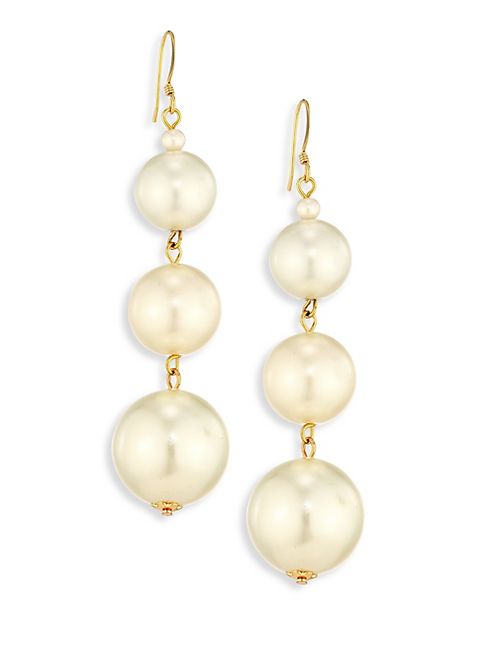 Kenneth Jay Lane - Linear Faux Pearl Drop Earrings