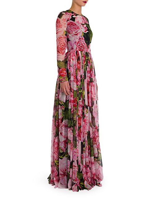 Dolce & Gabbana - Floral Print Silk Chiffon Gown