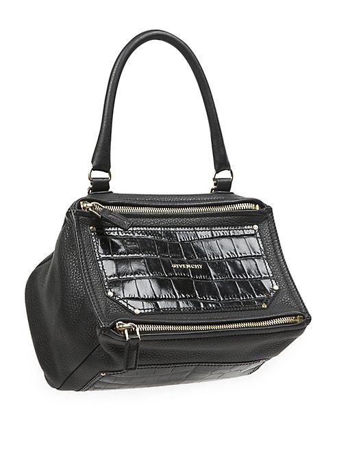 Givenchy - Pandora Small Croc-Embossed & Leather Shoulder Bag