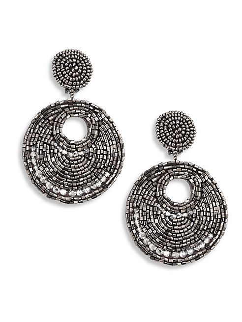 Kenneth Jay Lane - Hematite & Seed Bead Clip-On Earrings