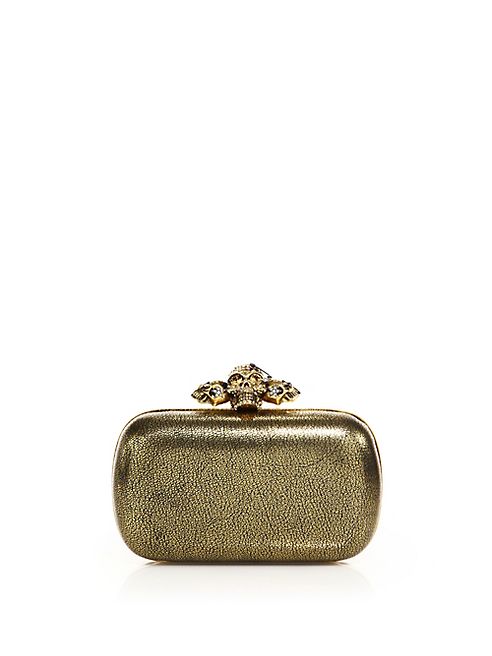 Alexander McQueen - Skull Metallic Leather Box Clutch