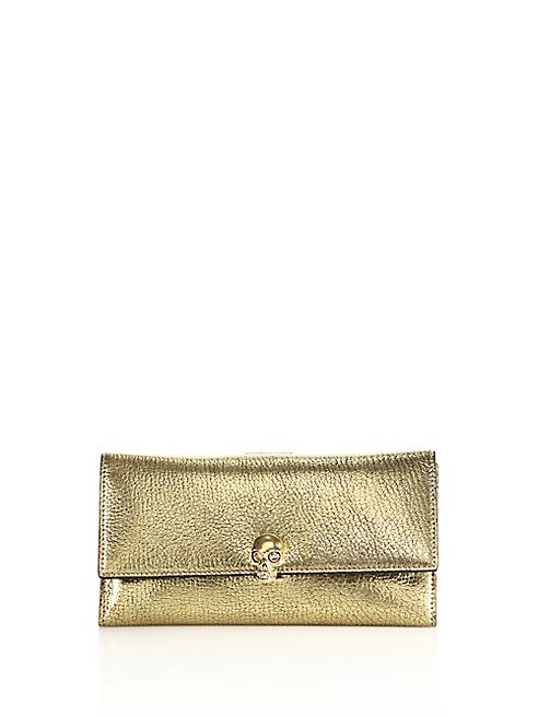 Alexander McQueen - Skull Metallic Leather Continental Flap Wallet