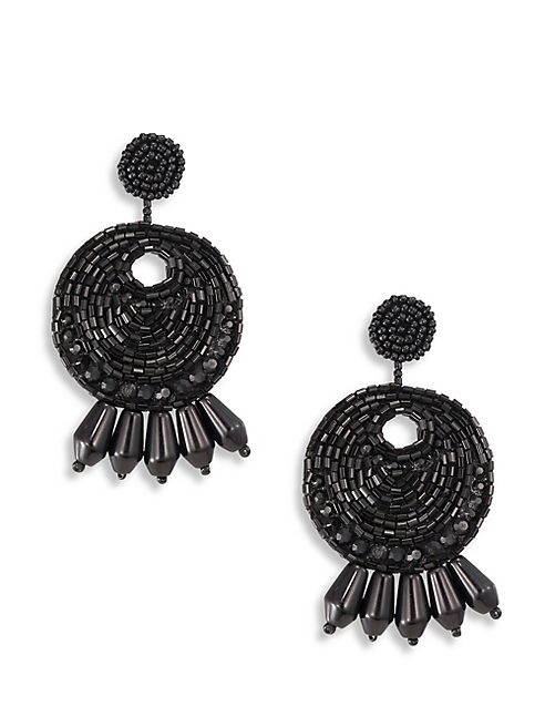 Kenneth Jay Lane - Seed Bead Round Gypsy Hoop Clip-On Earrings