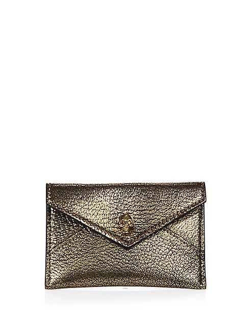 Alexander McQueen - Skull Metallic Leather Envelope Card Case