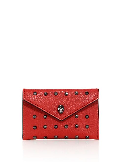 Alexander McQueen - Skull Studded Leather Envelope Card Case