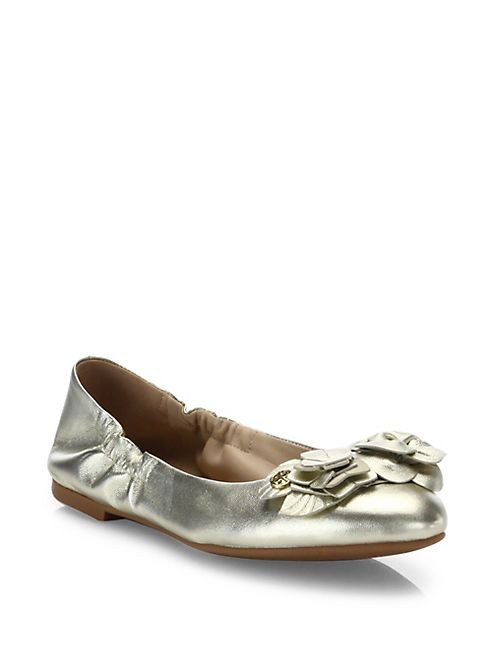 Tory Burch - Blossom Metallic Leather Ballet Flats