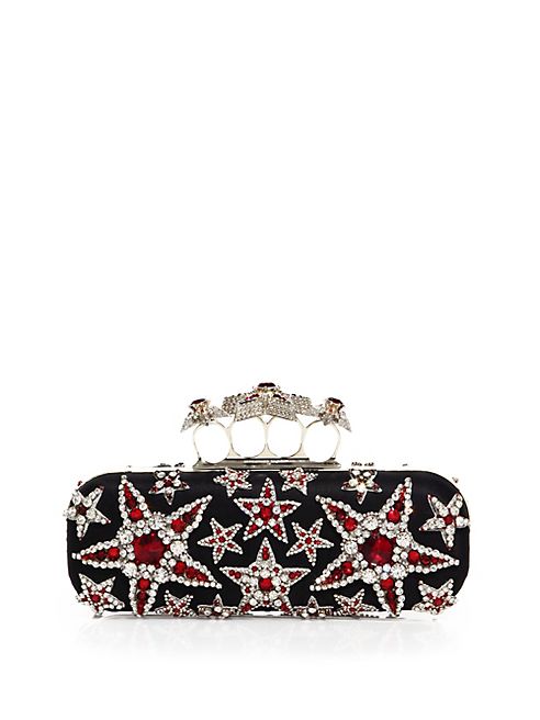 Alexander McQueen - Long Star Crystal & Satin Knuckle Box Clutch