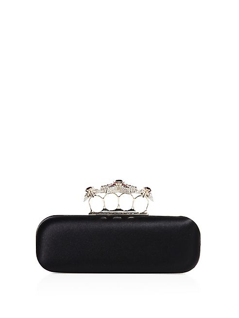 Alexander McQueen - Long Jeweled Star & Satin Knuckle Clutch