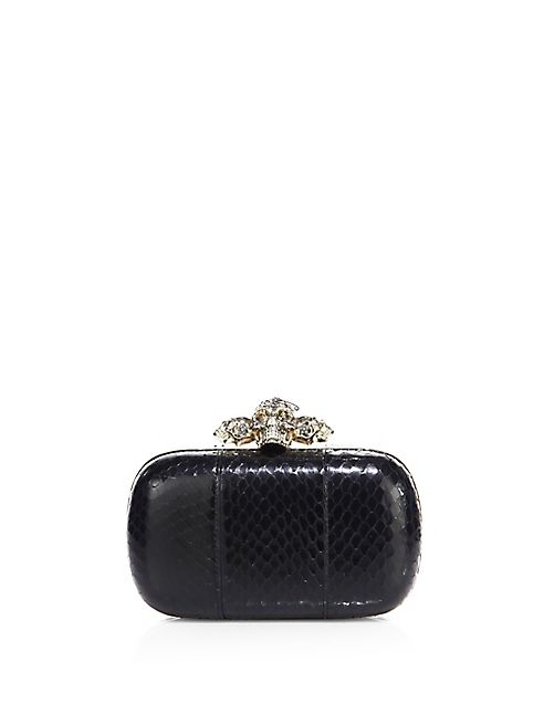 Alexander McQueen - Skull Snakeskin Box Clutch