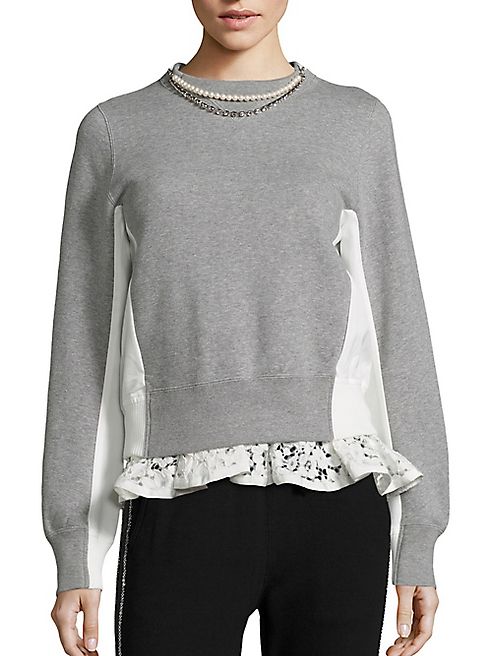 Sacai - Pearl & Lace Colorblock Sweatshirt