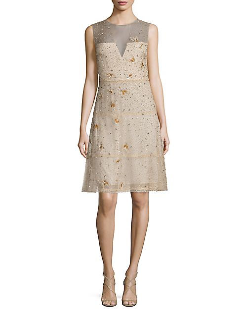 Elie Tahari - Maritza Embellished Silk Dress