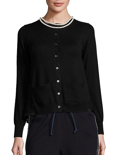 Sacai - Beaded Collar Lace Back Cardigan