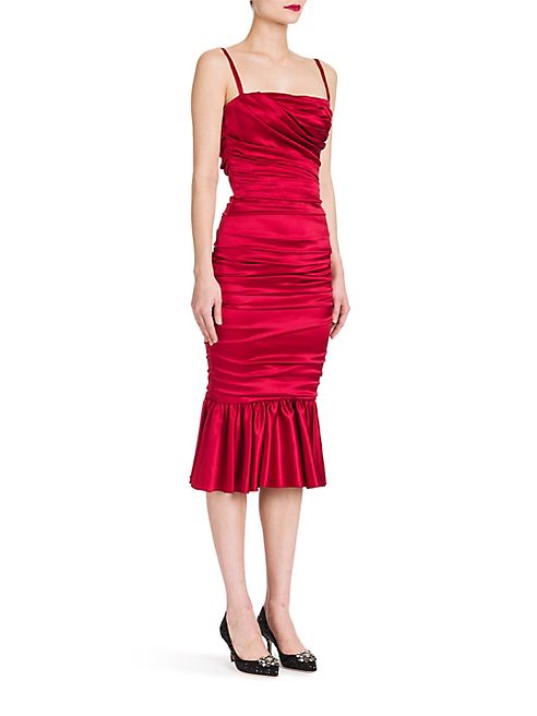 Dolce & Gabbana - Ruched Stretch Satin Dress