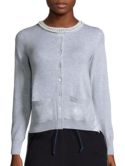 Sacai - Pearl Lace-Back Cardigan