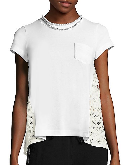 Sacai - Pearl Lace-Back Pocket Tee