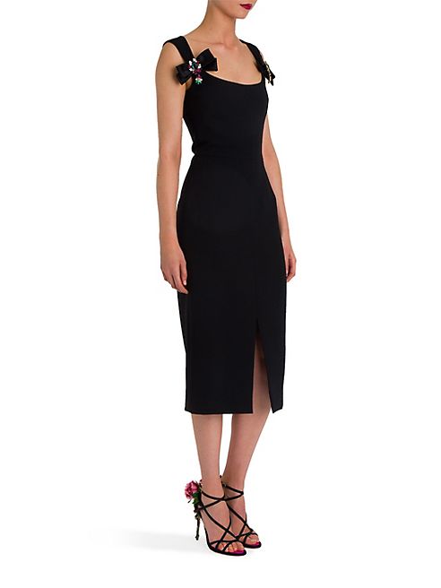 Dolce & Gabbana - Jewel Bow Embellished Stretch Wool Crepe Dress