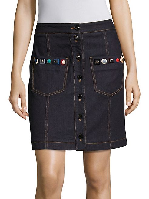 Fendi - Stud-Detail Denim Skirt