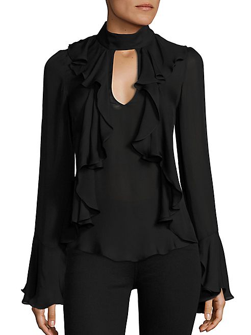 Cinq à Sept - Sia Choker Ruffled Silk Blouse