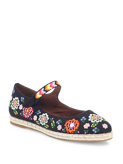 Tabitha Simmons - Peggy Festival Embroidered Linen Espadrille Flats