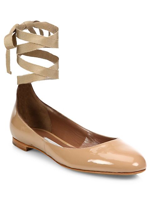 Tabitha Simmons - Daria Patent Leather Ankle-Wrap Ballet Flats