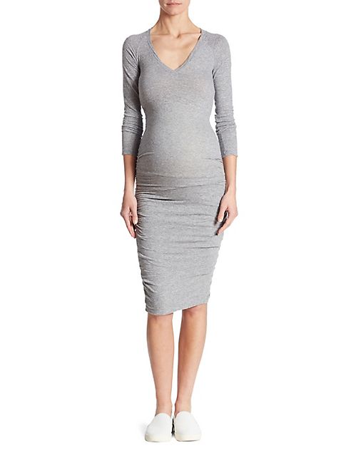 MONROW - Ruched Maternity T-Shirt Dress