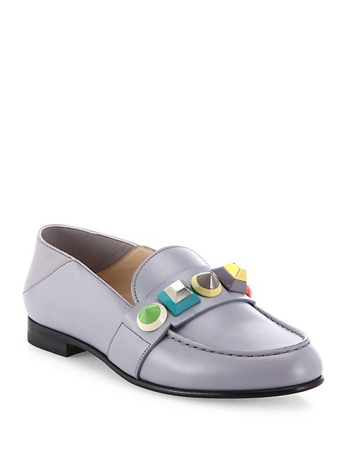 Fendi - Rainbow Studded Leather Loafers