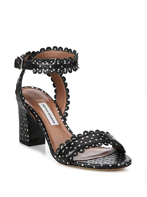 Tabitha Simmons - Leticia Perforated Leather Block Heel Sandals