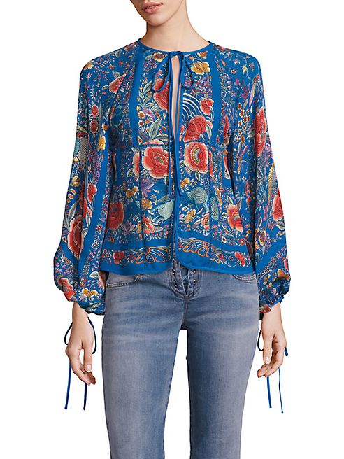 Roberto Cavalli - Tie-Detail Floral-Print Georgette Blouse