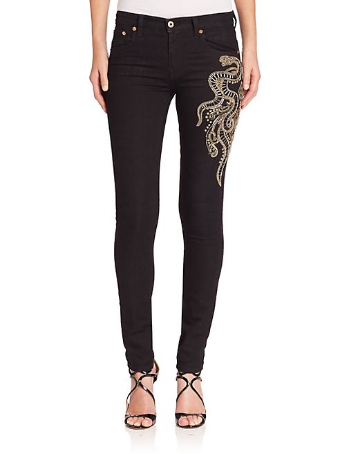 Roberto Cavalli - Embroidered Skinny Jeans