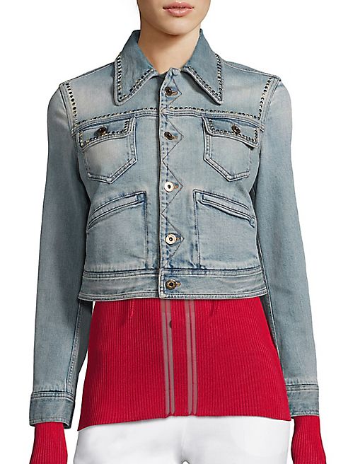 Roberto Cavalli - Embroidered Studded Denim Jacket