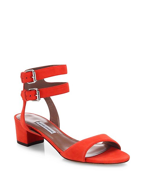 Tabitha Simmons - Aimee Double-Strap Suede Block Heel Sandals