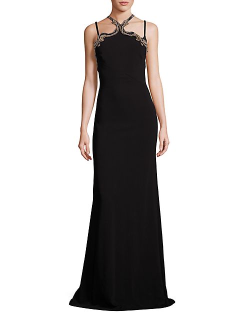 Roberto Cavalli - Embroidered Halter Gown