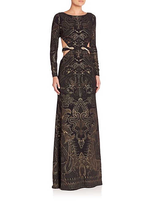 Roberto Cavalli - Snake-Detail Printed Cutout Gown