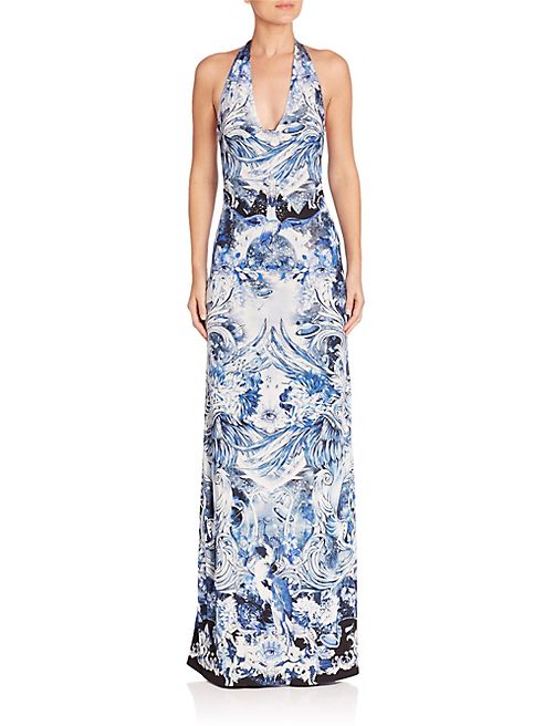 Roberto Cavalli - Printed Jersey Halter Gown