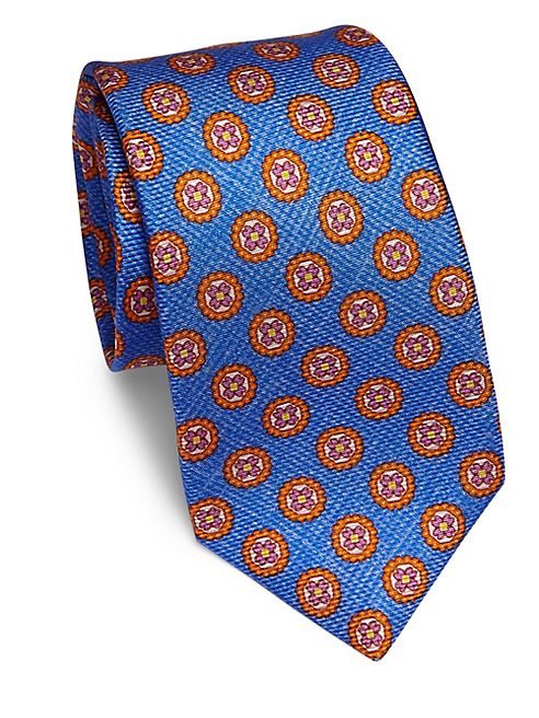 Kiton - Geometric Floral Silk Tie