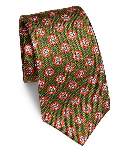 Kiton - Geometric Floral Silk Tie