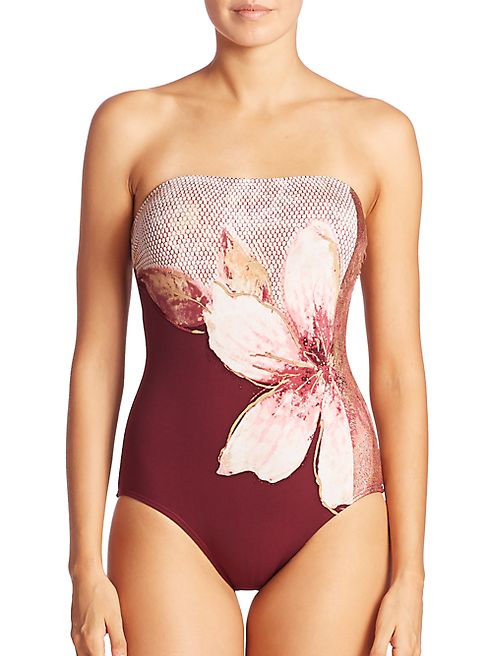 Carmen Marc Valvo - Guilded Garden Bandeau One-Piece Swimsuit