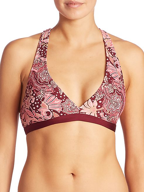 Carmen Marc Valvo - Ornamental Floral Strappy Bikini Top