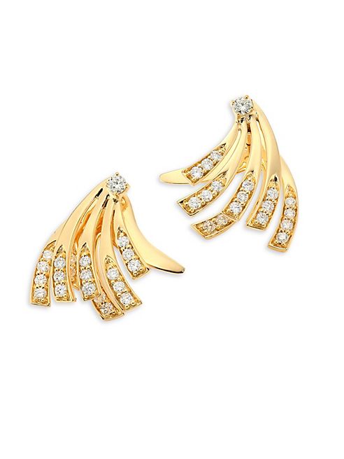 Hueb - Wave Diamond & 18K Yellow Gold Stud & Ear Jacket Set