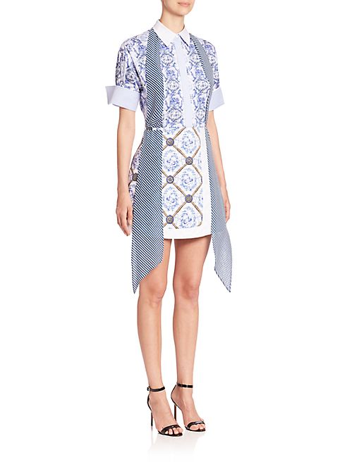 Mary Katrantzou - Hayward Blue Print Tie-Neck Dress